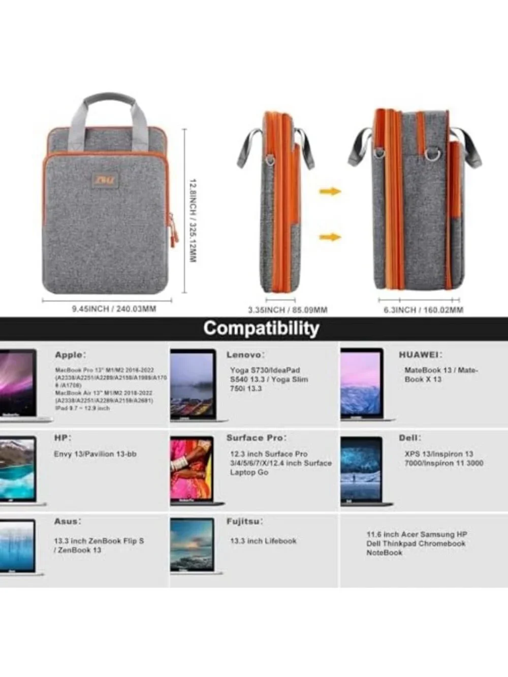 Expandable Laptop Shoulder Bag 12-13